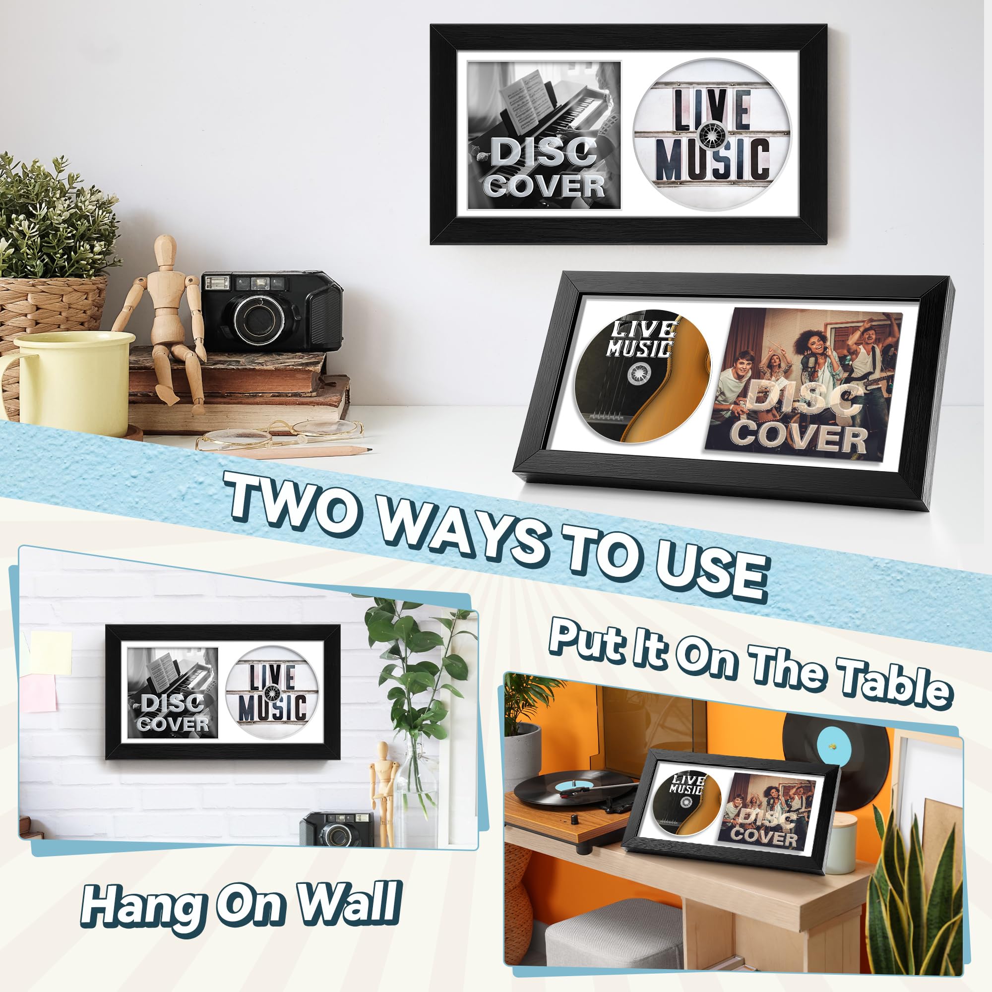 本/CD/DVD Channel l Frame Posters Dunkive 2 Pcs CD Display Frame, 12